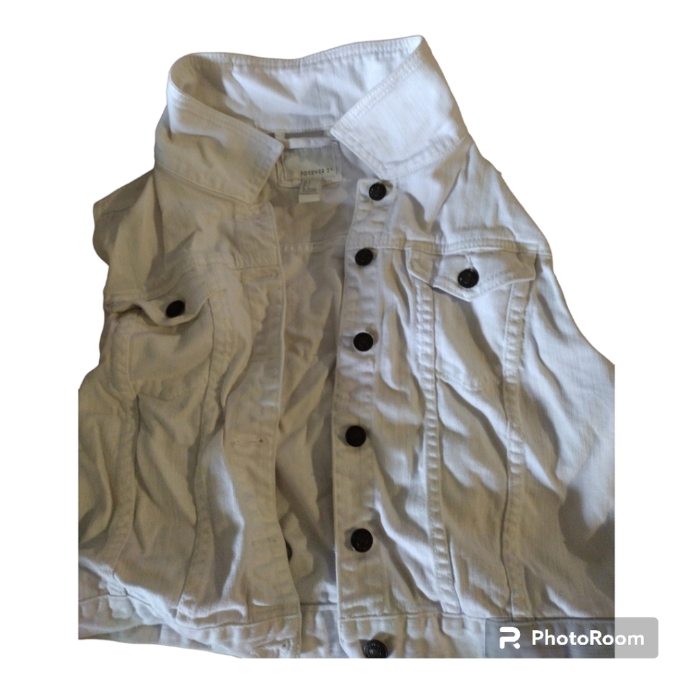 Forever 21 White Jean Vest
